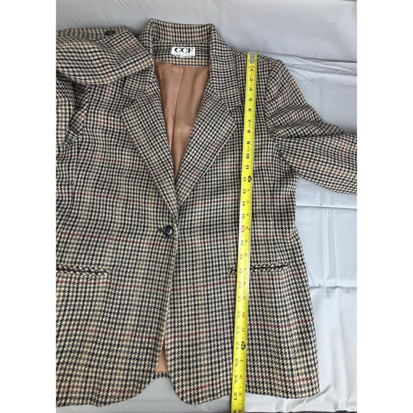 Cross Country Fashions Plaid Houndstooth Blazer Womens 12P Brown Wool Blend - Picture 11 of 16